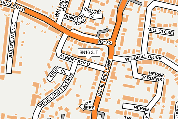 BN16 3JT map - OS OpenMap – Local (Ordnance Survey)