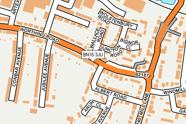 BN16 3JU map - OS OpenMap – Local (Ordnance Survey)
