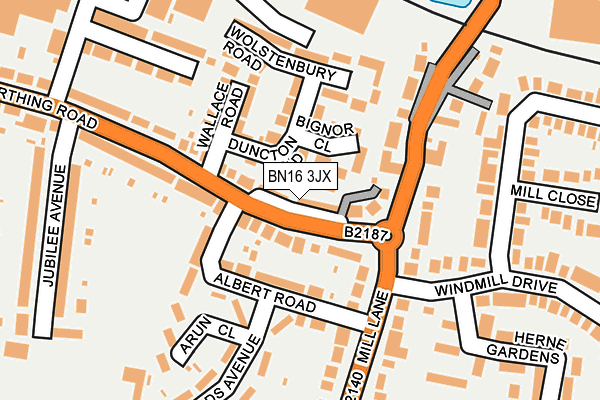 BN16 3JX map - OS OpenMap – Local (Ordnance Survey)