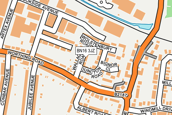 BN16 3JZ map - OS OpenMap – Local (Ordnance Survey)
