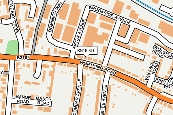 BN16 3LL map - OS OpenMap – Local (Ordnance Survey)