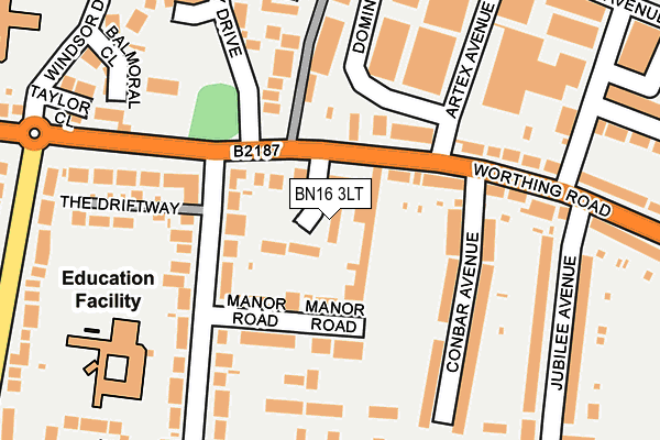 BN16 3LT map - OS OpenMap – Local (Ordnance Survey)