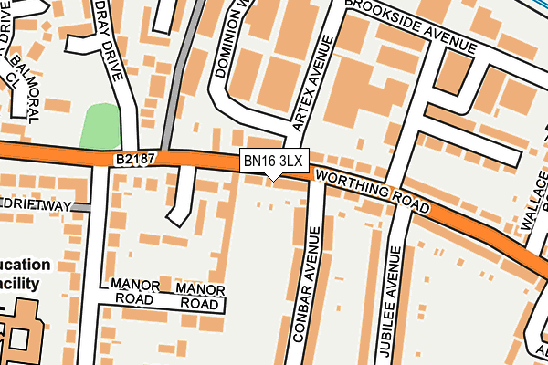 BN16 3LX map - OS OpenMap – Local (Ordnance Survey)