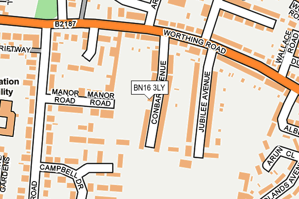 BN16 3LY map - OS OpenMap – Local (Ordnance Survey)