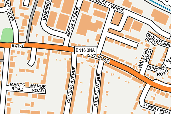 BN16 3NA map - OS OpenMap – Local (Ordnance Survey)