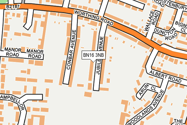 BN16 3NB map - OS OpenMap – Local (Ordnance Survey)