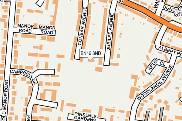 BN16 3ND map - OS OpenMap – Local (Ordnance Survey)