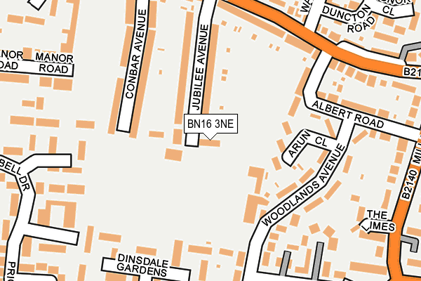 BN16 3NE map - OS OpenMap – Local (Ordnance Survey)