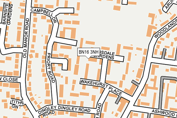 BN16 3NH map - OS OpenMap – Local (Ordnance Survey)