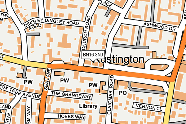 Map of THE QUILL RUSTINGTON LTD at local scale