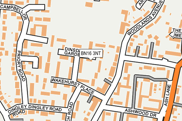 BN16 3NT map - OS OpenMap – Local (Ordnance Survey)