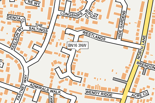 BN16 3NW map - OS OpenMap – Local (Ordnance Survey)