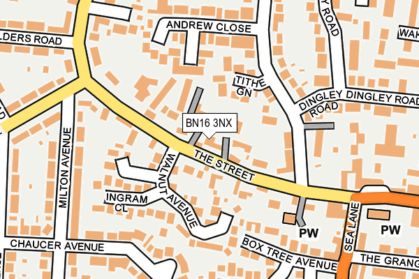 BN16 3NX map - OS OpenMap – Local (Ordnance Survey)