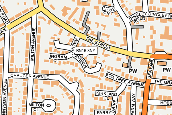 BN16 3NY map - OS OpenMap – Local (Ordnance Survey)
