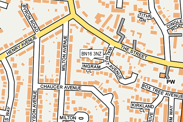 BN16 3NZ map - OS OpenMap – Local (Ordnance Survey)