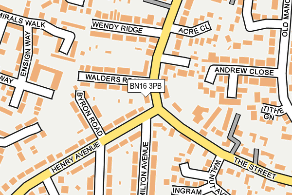 BN16 3PB map - OS OpenMap – Local (Ordnance Survey)