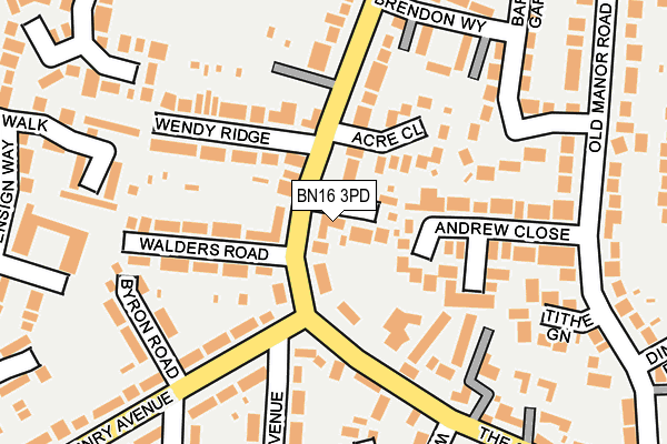 BN16 3PD map - OS OpenMap – Local (Ordnance Survey)