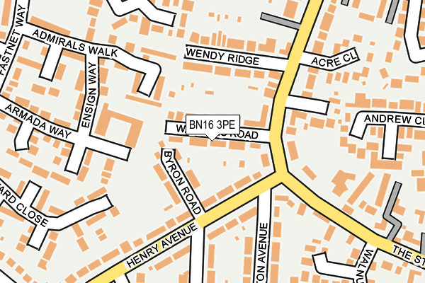 BN16 3PE map - OS OpenMap – Local (Ordnance Survey)
