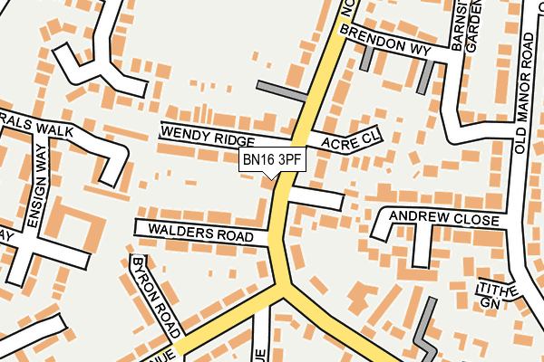 BN16 3PF map - OS OpenMap – Local (Ordnance Survey)