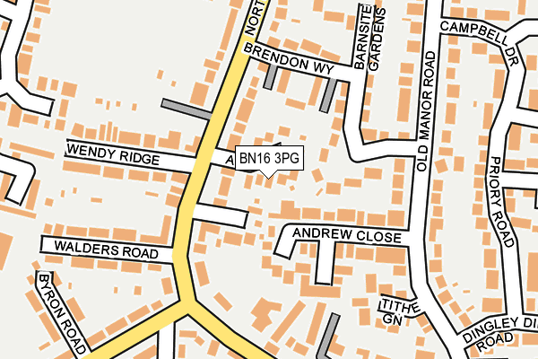 BN16 3PG map - OS OpenMap – Local (Ordnance Survey)