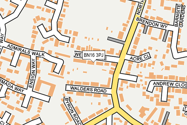 BN16 3PJ map - OS OpenMap – Local (Ordnance Survey)