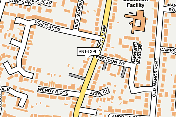 BN16 3PL map - OS OpenMap – Local (Ordnance Survey)