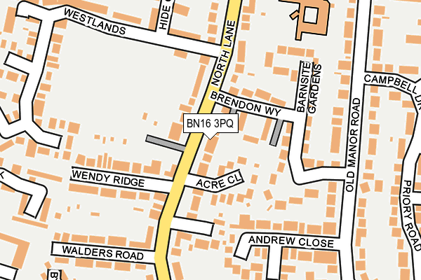 BN16 3PQ map - OS OpenMap – Local (Ordnance Survey)