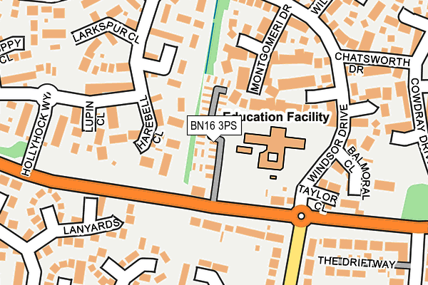 BN16 3PS map - OS OpenMap – Local (Ordnance Survey)