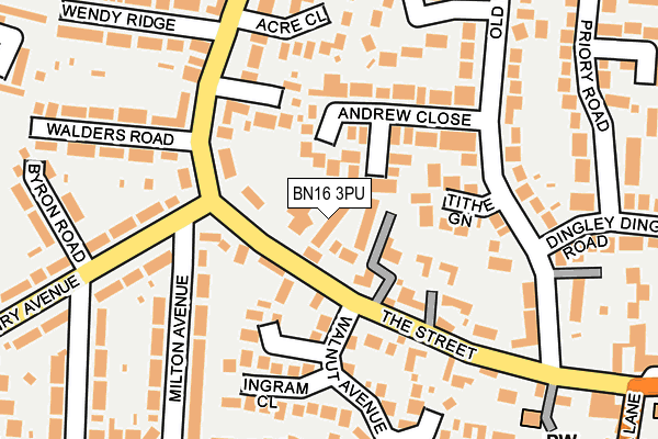 BN16 3PU map - OS OpenMap – Local (Ordnance Survey)