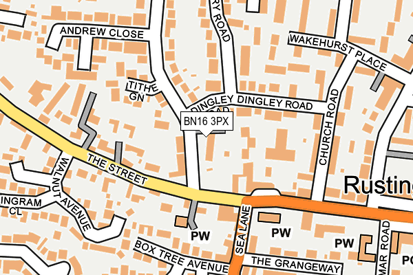 BN16 3PX map - OS OpenMap – Local (Ordnance Survey)