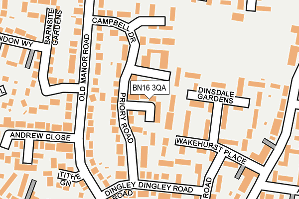 BN16 3QA map - OS OpenMap – Local (Ordnance Survey)