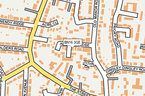 BN16 3QE map - OS OpenMap – Local (Ordnance Survey)