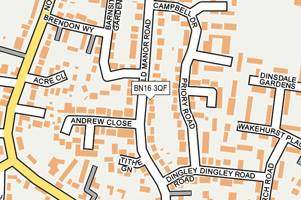 BN16 3QF map - OS OpenMap – Local (Ordnance Survey)