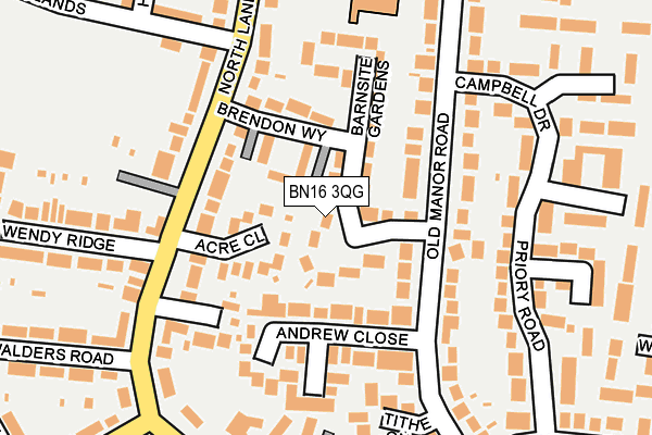 BN16 3QG map - OS OpenMap – Local (Ordnance Survey)