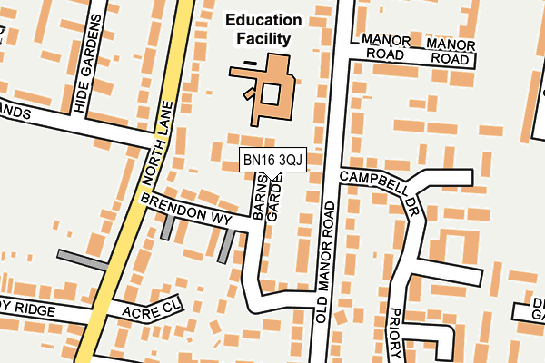 BN16 3QJ map - OS OpenMap – Local (Ordnance Survey)