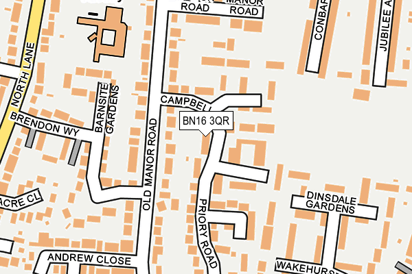 BN16 3QR map - OS OpenMap – Local (Ordnance Survey)