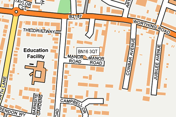 BN16 3QT map - OS OpenMap – Local (Ordnance Survey)