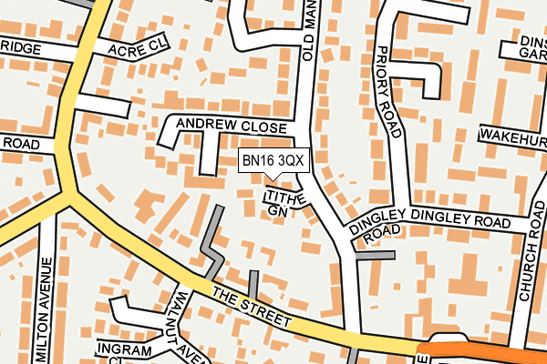 BN16 3QX map - OS OpenMap – Local (Ordnance Survey)
