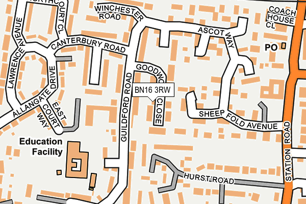 BN16 3RW map - OS OpenMap – Local (Ordnance Survey)