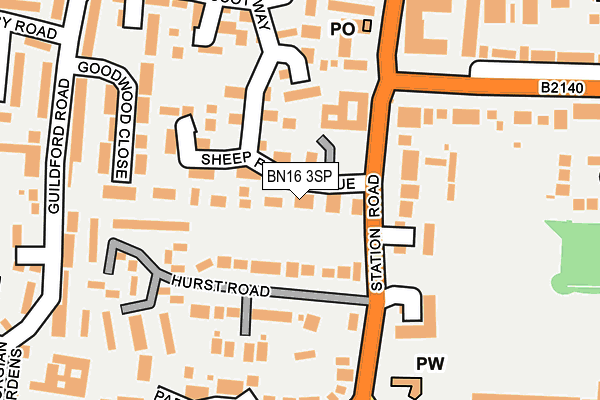BN16 3SP map - OS OpenMap – Local (Ordnance Survey)