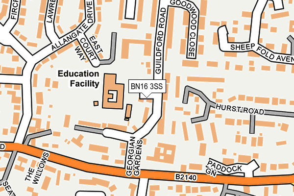 BN16 3SS map - OS OpenMap – Local (Ordnance Survey)