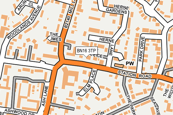 BN16 3TP map - OS OpenMap – Local (Ordnance Survey)