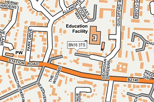BN16 3TS map - OS OpenMap – Local (Ordnance Survey)