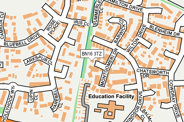 BN16 3TZ map - OS OpenMap – Local (Ordnance Survey)