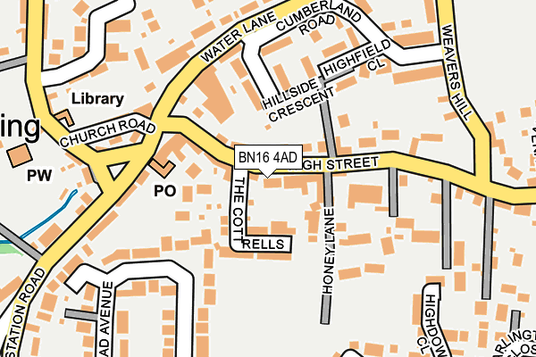 BN16 4AD map - OS OpenMap – Local (Ordnance Survey)