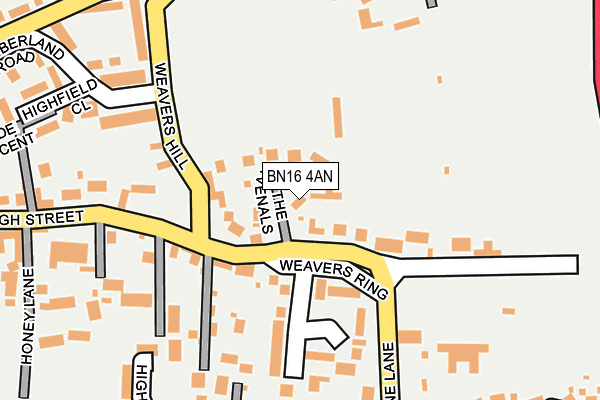 BN16 4AN map - OS OpenMap – Local (Ordnance Survey)