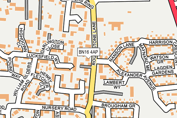 BN16 4AP map - OS OpenMap – Local (Ordnance Survey)