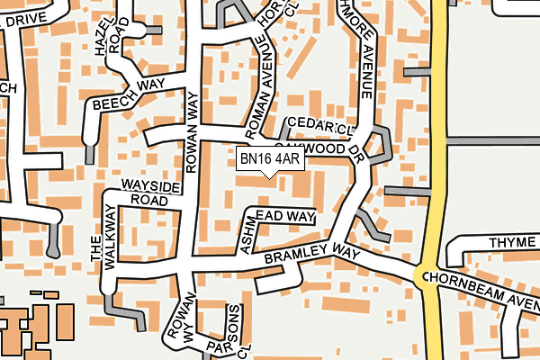 BN16 4AR map - OS OpenMap – Local (Ordnance Survey)