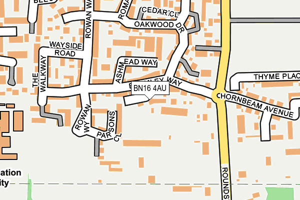 BN16 4AU map - OS OpenMap – Local (Ordnance Survey)