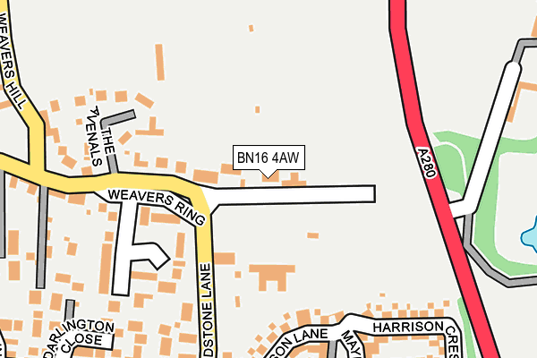 BN16 4AW map - OS OpenMap – Local (Ordnance Survey)